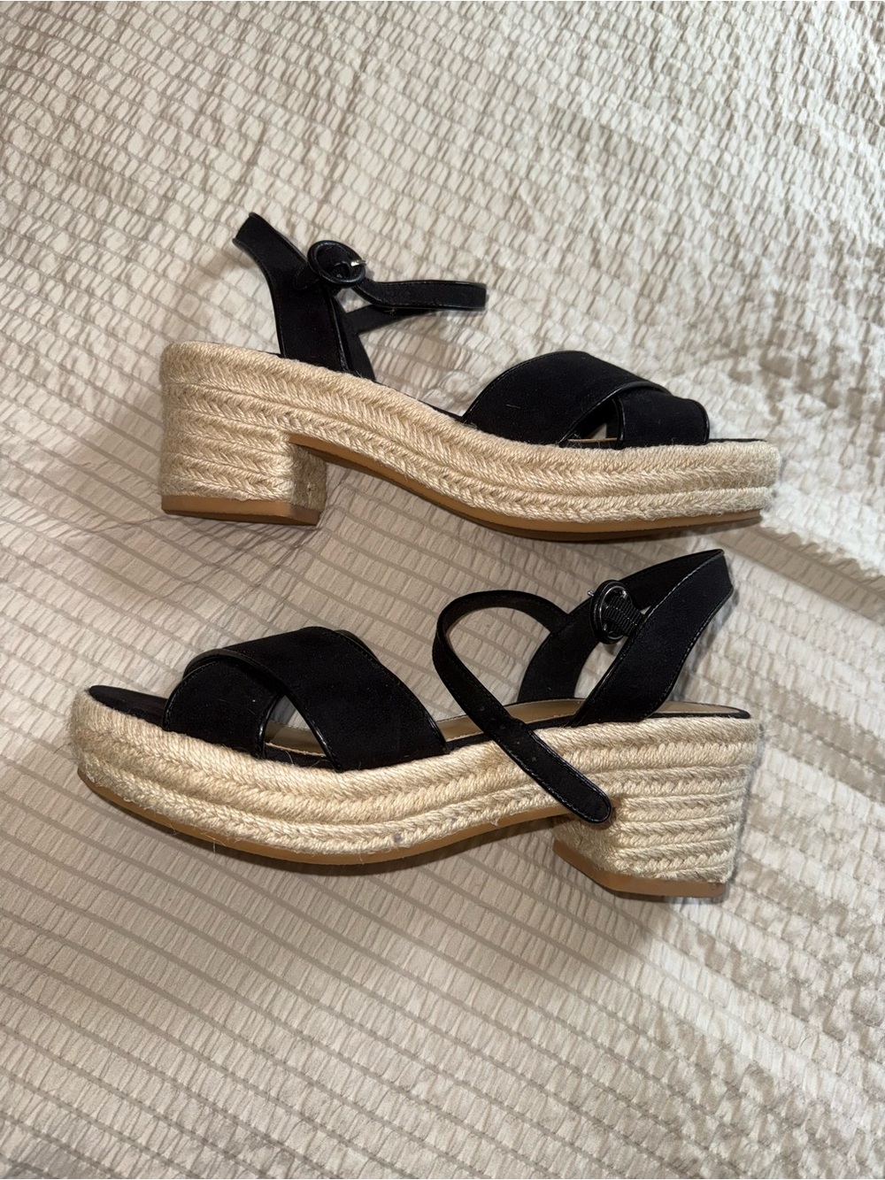 J. Crew  Espadrille Block Heel Sandal Black 8